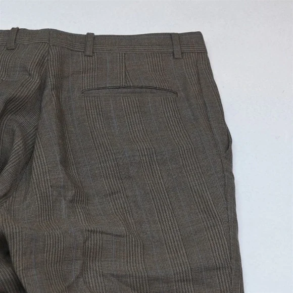 Vtg USA Made 42R 32x30 Brown Glenn Check Wool Mens Jacket Pants Suit